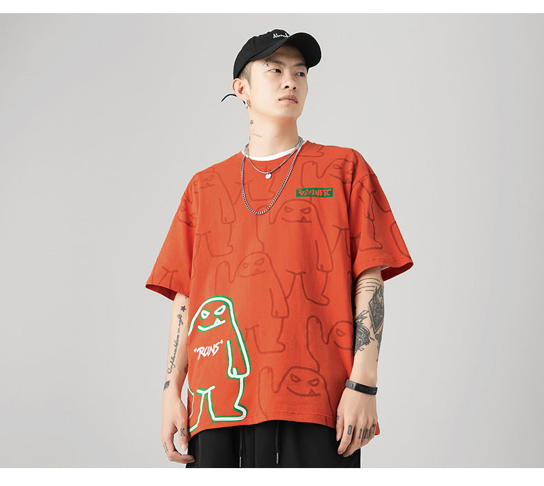 Bear Print Short-Sleeved Men And Women