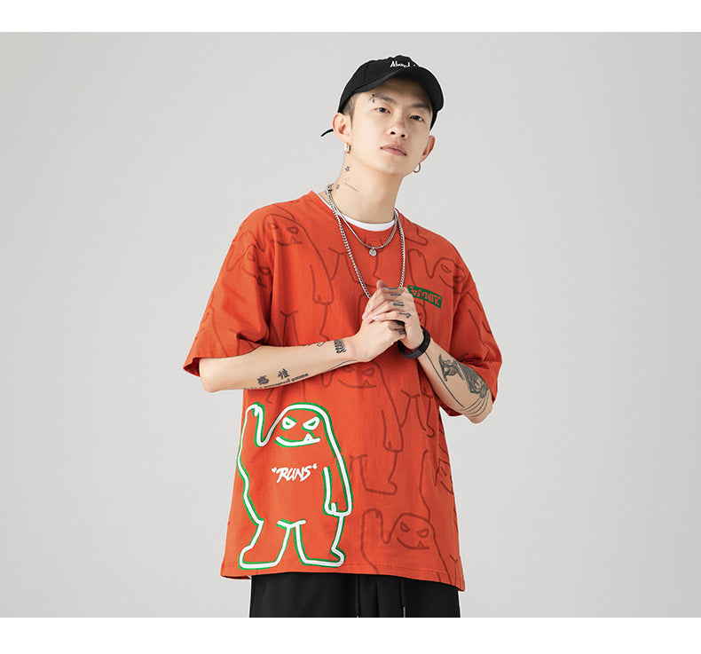 Bear Print Short-Sleeved Men And Women