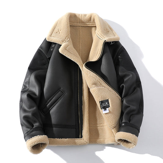 Whooopi Thickened Short Sheepskin Leather Coat