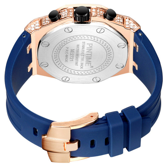 Diamond-studded Large Dial with Chronograph Function