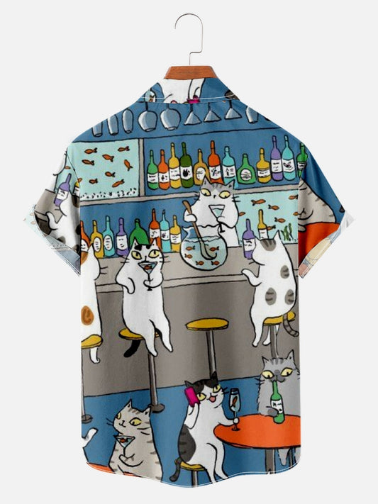 Creative Tropical Element Print Summer Break Loose Short Sleeve Shirt Men's